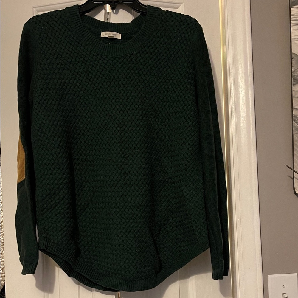 Dark Green Sweater with Elbow Patch